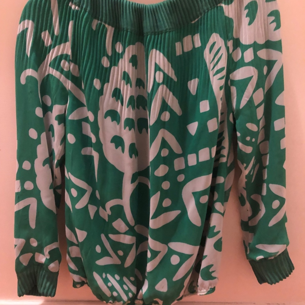 Diane von Furstenberg Green & White Blouse - Picture 2 of 4